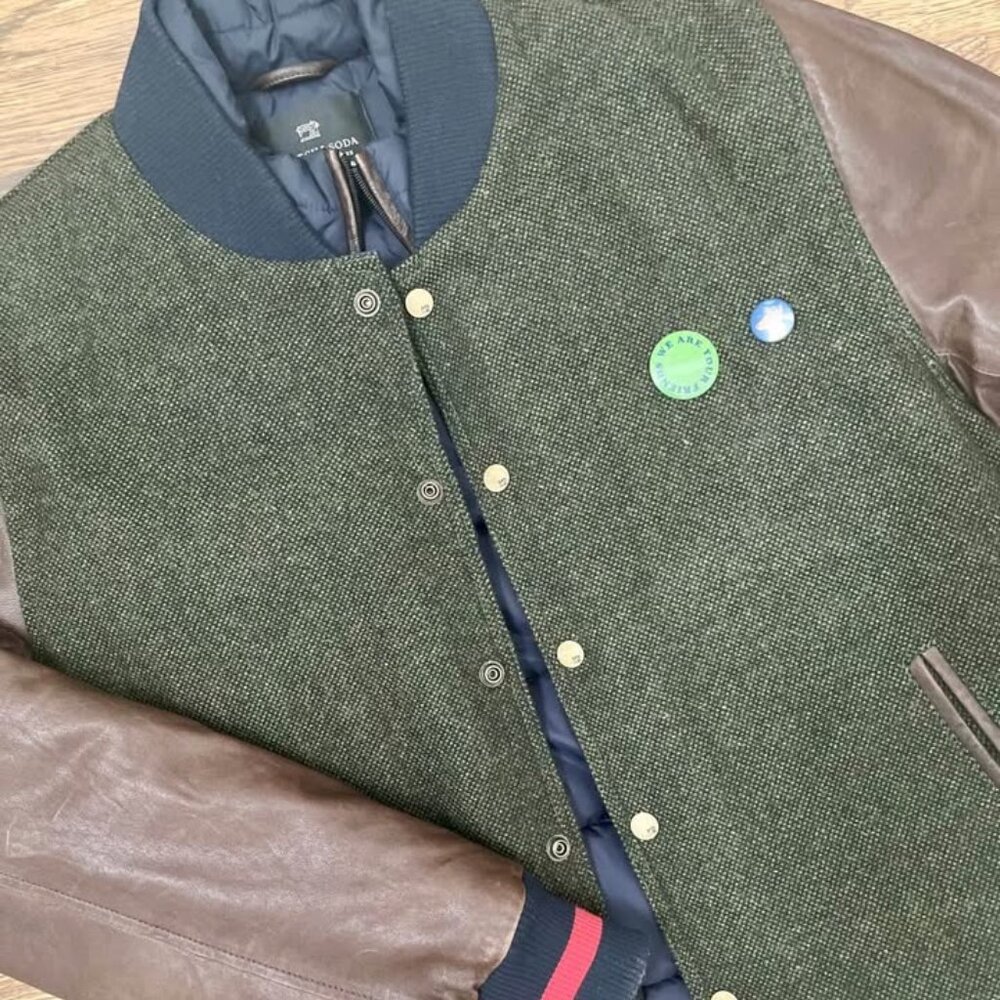 Scotch & Soda - Wool/Leather Varsity Jacket – Insulated Bomber